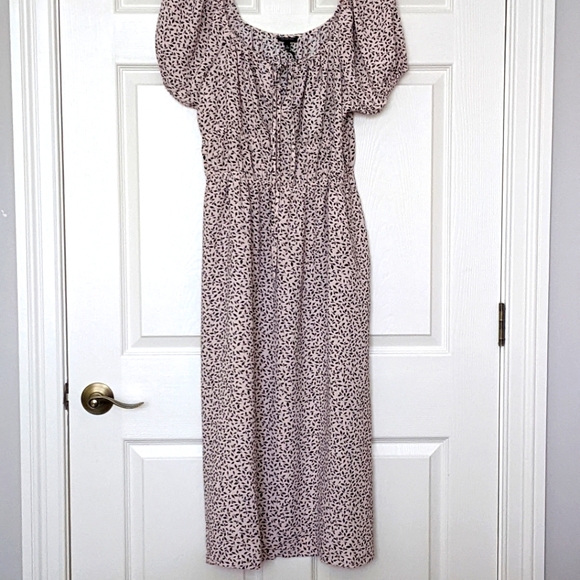 NWT Bubble Sleeve Smocked Midi Dress Who What Wear Large - Picture 6 of 7